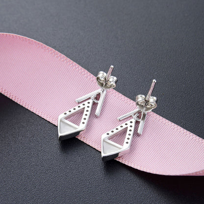 925 Sterling Silver Geometric Drop Earrings - Korean Style Fashion Dangle Earrings with Plastic Backs for Women
