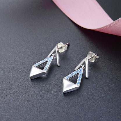 925 Sterling Silver Geometric Drop Earrings - Korean Style Fashion Dangle Earrings with Plastic Backs for Women