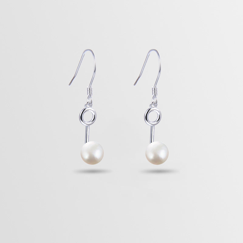 925 Sterling Silver Geometric Drop Earrings - Korean Style Minimalist Dangle Earrings for Women