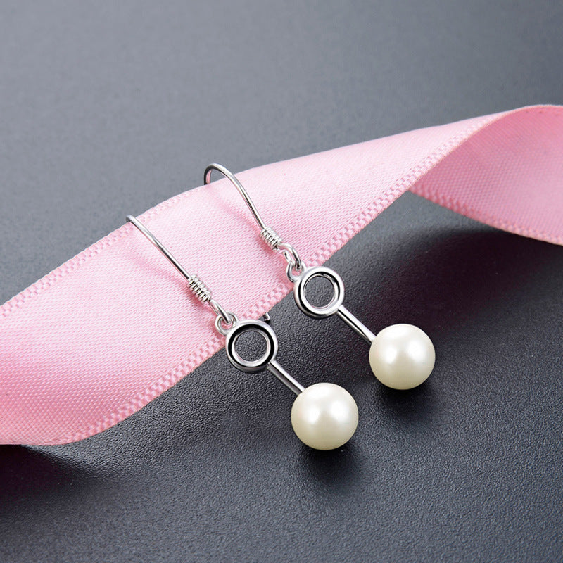 925 Sterling Silver Geometric Drop Earrings - Korean Style Minimalist Dangle Earrings for Women