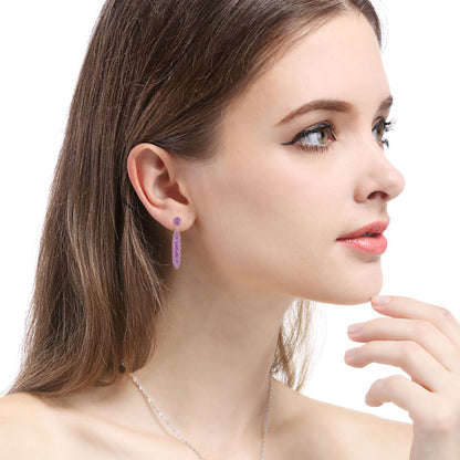 925 Sterling Silver Geometric Drop Earrings - Korean Style Minimalist Dangle Earrings for Women