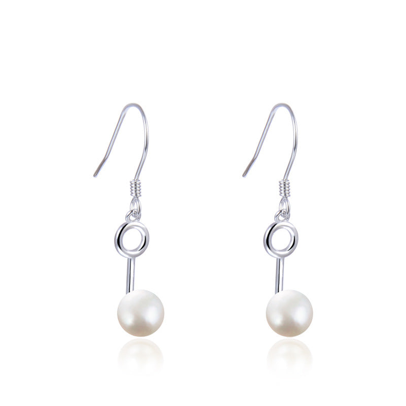 925 Sterling Silver Geometric Drop Earrings - Korean Style Minimalist Dangle Earrings for Women