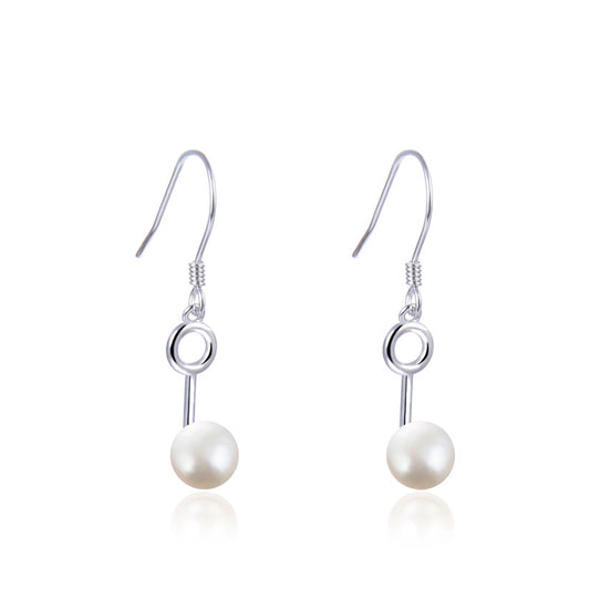 925 Sterling Silver Geometric Drop Earrings - Korean Style Minimalist Dangle Earrings for Women