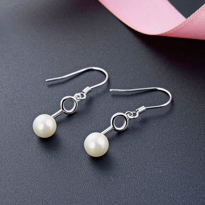 925 Sterling Silver Geometric Drop Earrings - Korean Style Minimalist Dangle Earrings for Women