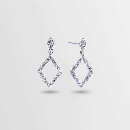925 Sterling Silver Geometric Drop Earrings - Korean Style Minimalist Dangle Earrings with Plastic Ear Stoppers