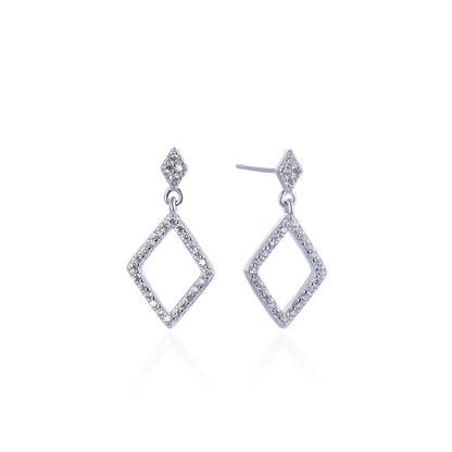 925 Sterling Silver Geometric Drop Earrings - Korean Style Minimalist Dangle Earrings with Plastic Ear Stoppers