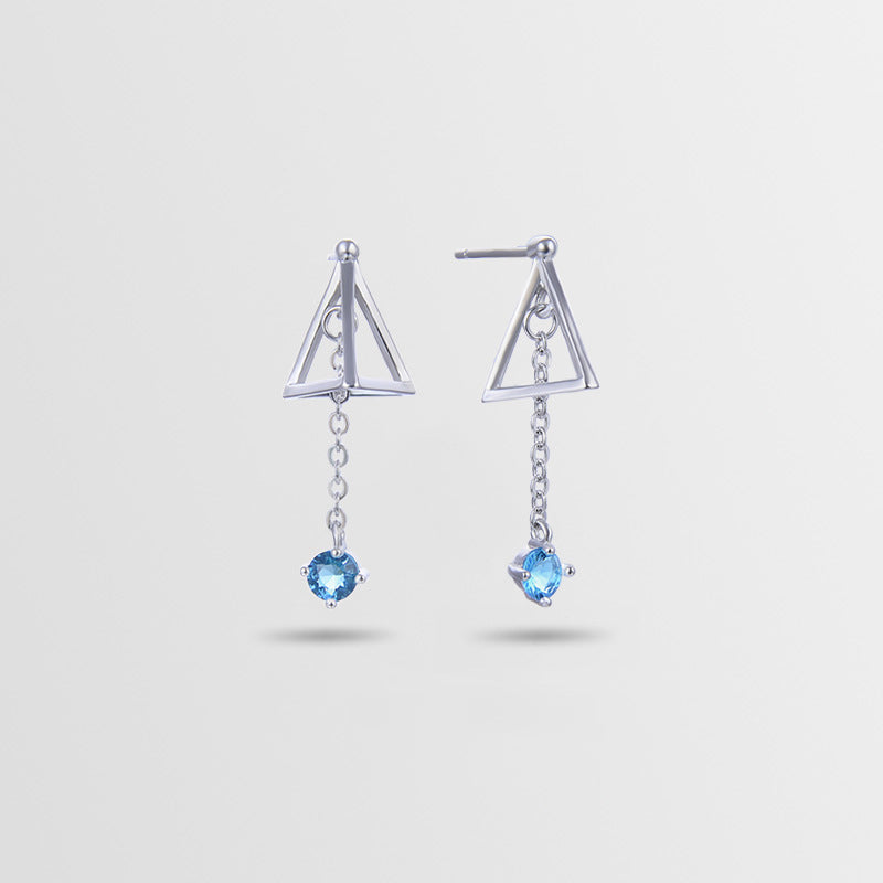 925 Sterling Silver Geometric Drop Earrings - Korean Style Minimalist Dangle Earrings with Plastic Stoppers