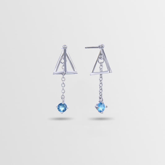 925 Sterling Silver Geometric Drop Earrings - Korean Style Minimalist Dangle Earrings with Plastic Stoppers