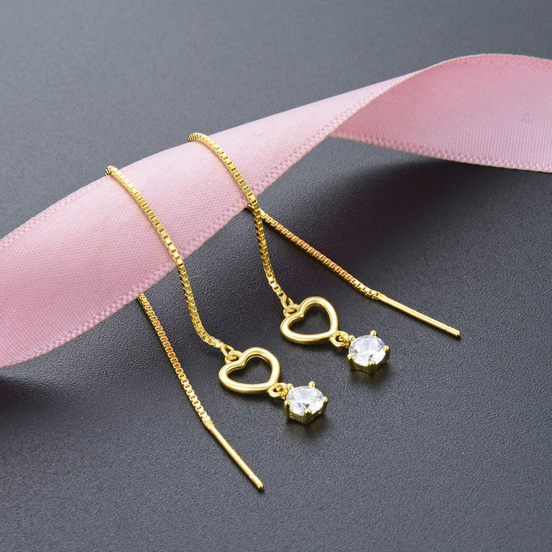 925 Sterling Silver Geometric Drop Earrings - Korean Style Minimalist Dangle Earrings with Plastic Stoppers