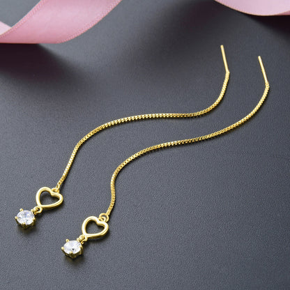 925 Sterling Silver Geometric Drop Earrings - Korean Style Minimalist Dangle Earrings with Plastic Stoppers