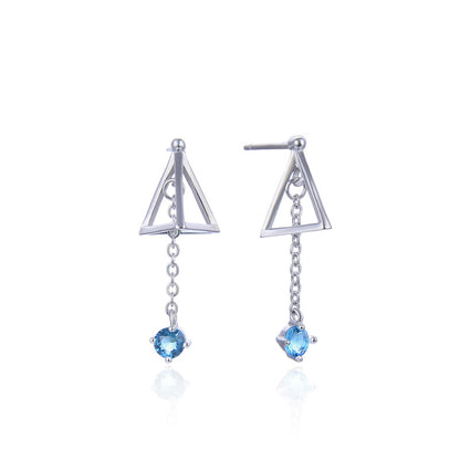925 Sterling Silver Geometric Drop Earrings - Korean Style Minimalist Dangle Earrings with Plastic Stoppers