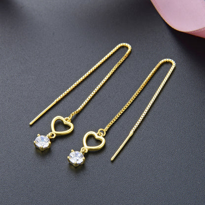 925 Sterling Silver Geometric Drop Earrings - Korean Style Minimalist Dangle Earrings with Plastic Stoppers