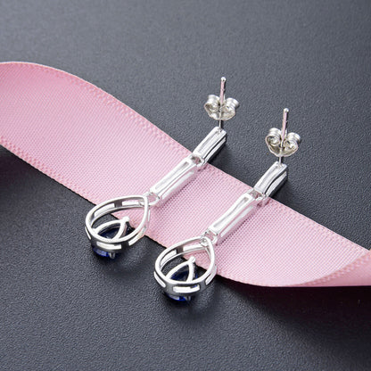925 Sterling Silver Geometric Drop Earrings - Korean Style Sweet & Minimalist Dangle Earrings with Plastic Stoppers