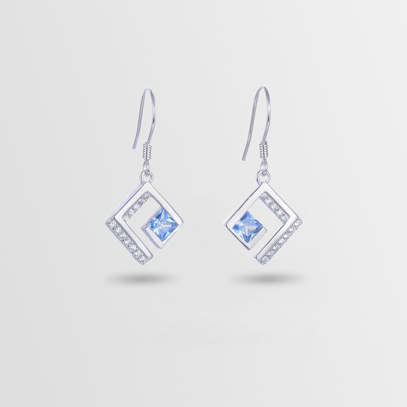 925 Sterling Silver Geometric Drop Earrings - Minimalist Dangle Earrings for Women, Office & Everyday Wear