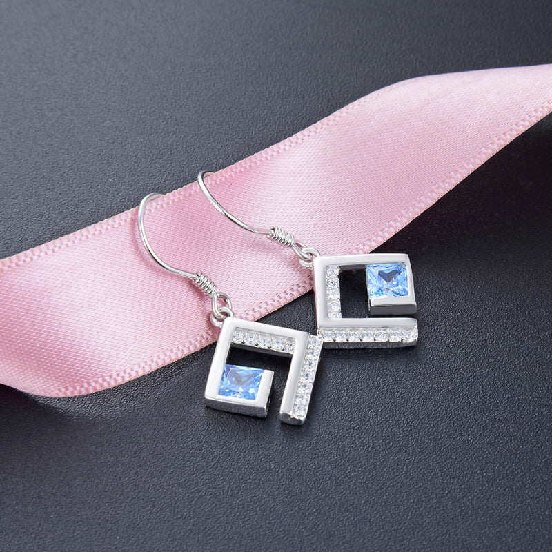 925 Sterling Silver Geometric Drop Earrings - Minimalist Dangle Earrings for Women, Office & Everyday Wear