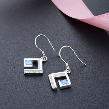 925 Sterling Silver Geometric Drop Earrings - Minimalist Dangle Earrings for Women, Office & Everyday Wear