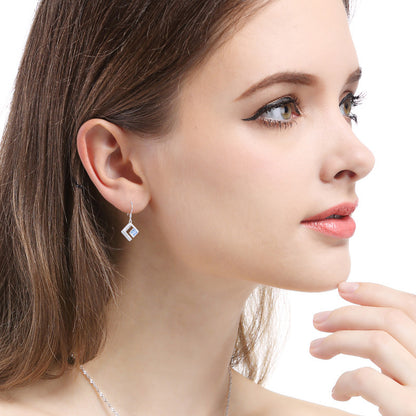 925 Sterling Silver Geometric Drop Earrings - Minimalist Dangle Earrings for Women, Office & Everyday Wear