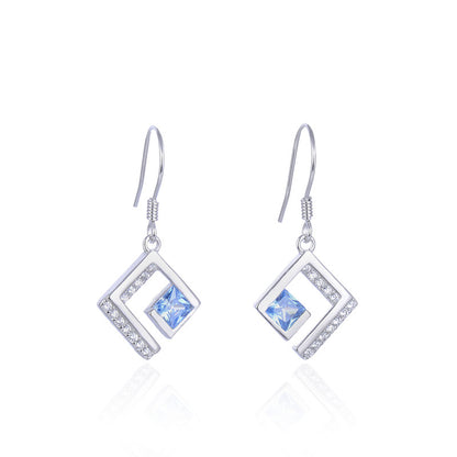 925 Sterling Silver Geometric Drop Earrings - Minimalist Dangle Earrings for Women, Office & Everyday Wear