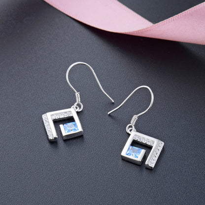 925 Sterling Silver Geometric Drop Earrings - Minimalist Dangle Earrings for Women, Office & Everyday Wear