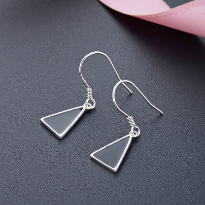 925 Sterling Silver Geometric Drop Earrings - Minimalist Modern Dangle Earrings for Women