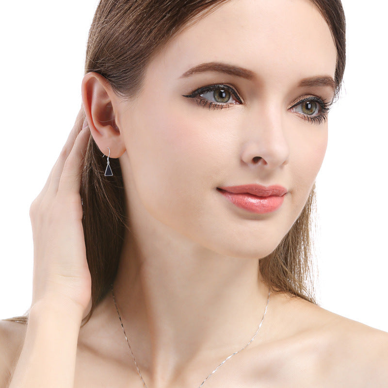 925 Sterling Silver Geometric Drop Earrings - Minimalist Modern Dangle Earrings for Women