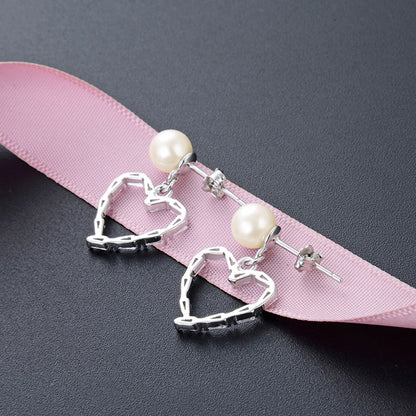 925 Sterling Silver Geometric Drop Earrings - White & Violet Zircon Korean Style Dangle Earrings with Plastic Backs