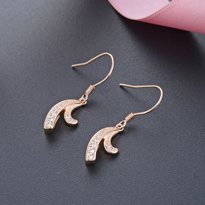 925 Sterling Silver Geometric Earrings-White Gold & Rose Gold Plated Korean Style Fashion Studs for Women