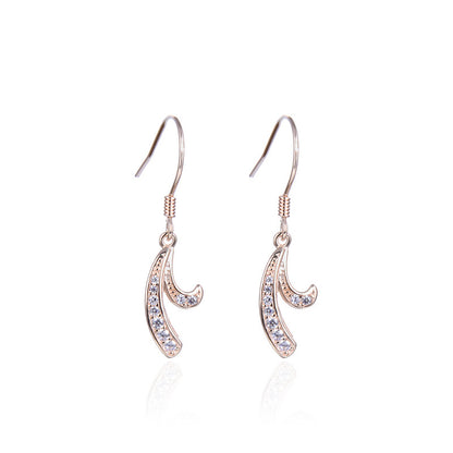 925 Sterling Silver Geometric Earrings-White Gold & Rose Gold Plated Korean Style Fashion Studs for Women