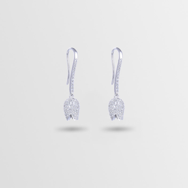 925 Sterling Silver Geometric Floral Drop Earrings - Minimalist Flower Dangle Earrings for Women