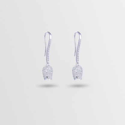 925 Sterling Silver Geometric Floral Drop Earrings - Minimalist Flower Dangle Earrings for Women