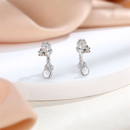 925 Sterling Silver Geometric Hoop Earrings for Women Cartier Inspired Zircon Stud Earrings Elegant White Gold Plated Ear Hoops