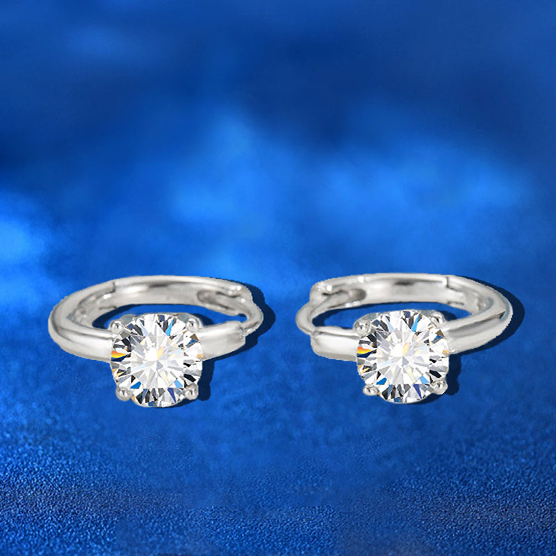 925 Sterling Silver Geometric Hoop Earrings with 5mm Moissanite - Modern Professional Ear Cuffs for Women
