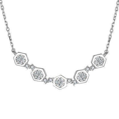925 Sterling Silver Geometric Pendant Necklace - Modern Diamond-Cut Collarbone Chain