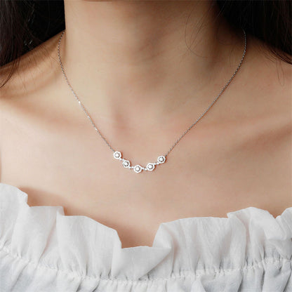 925 Sterling Silver Geometric Pendant Necklace - Modern Diamond-Cut Collarbone Chain