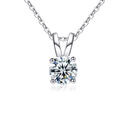 925 Sterling Silver Geometric Pendant Necklace with 0.5ct-5ct Moissanite (White/Yellow Gold) Cross Chain, Women's Minimalist Jewelry