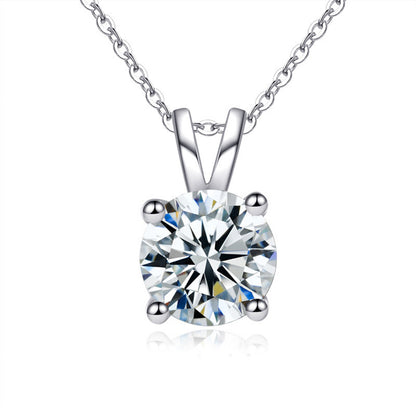 925 Sterling Silver Geometric Pendant Necklace with 0.5ct-5ct Moissanite (White/Yellow Gold) Cross Chain, Women's Minimalist Jewelry