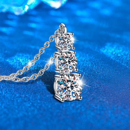 925 Sterling Silver Geometric Pendant Necklace with 1.8ct Moissanite Cross or Box Chain Women's Rhodium Plated Versatile Jewelry