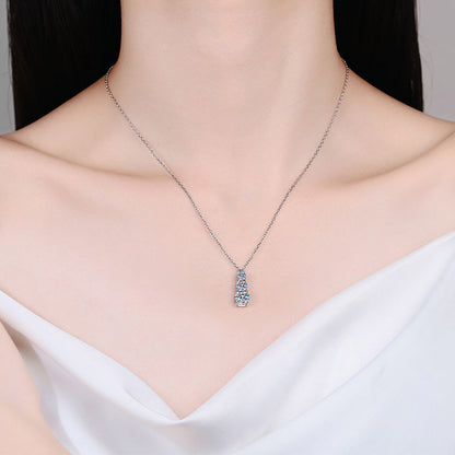925 Sterling Silver Geometric Pendant Necklace with 1.8ct Moissanite Cross or Box Chain Women's Rhodium Plated Versatile Jewelry