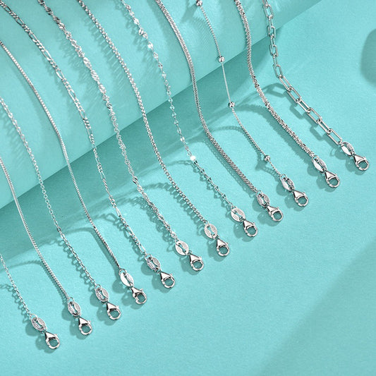 925 Sterling Silver Geometric Pendant Necklace with 12 Chain Options - White Gold Plated Professional Women's Jewelry