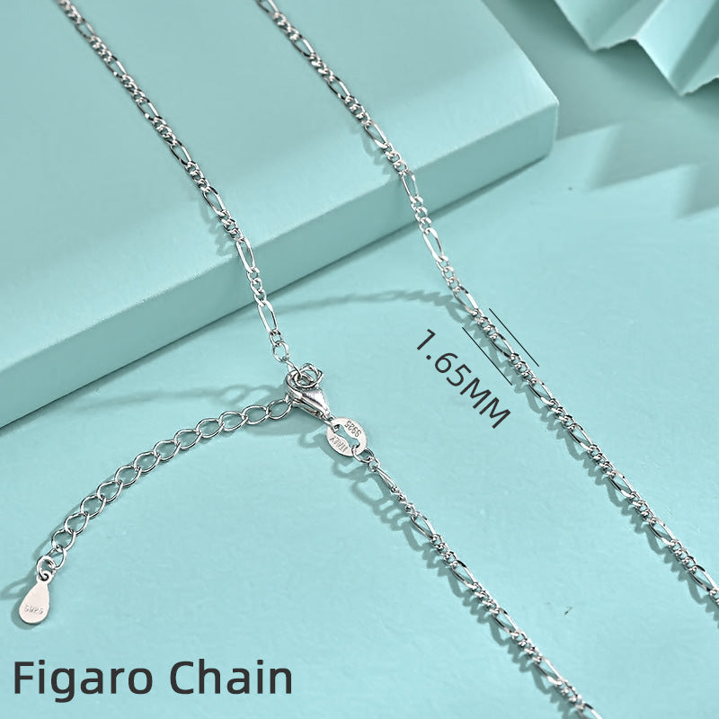 925 Sterling Silver Geometric Pendant Necklace with 12 Chain Options - White Gold Plated Professional Women's Jewelry