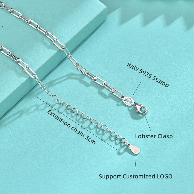 925 Sterling Silver Geometric Pendant Necklace with 12 Chain Options - White Gold Plated Professional Women's Jewelry