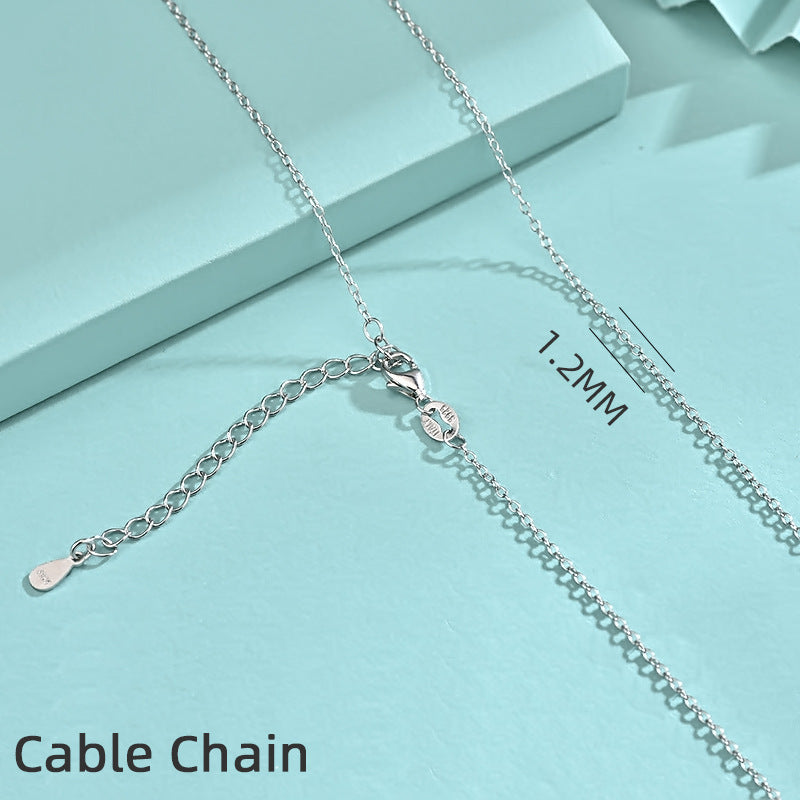 925 Sterling Silver Geometric Pendant Necklace with 12 Chain Options - White Gold Plated Professional Women's Jewelry