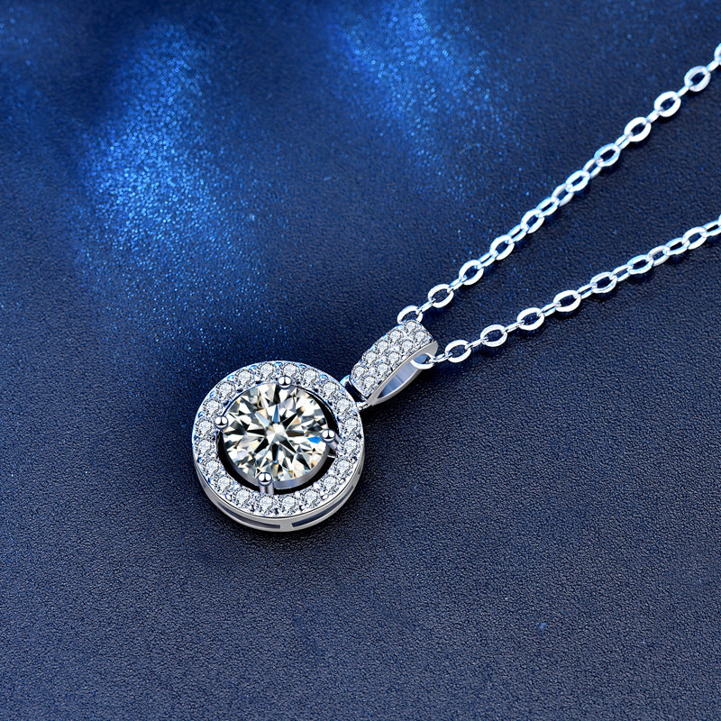 925 Sterling Silver Geometric Pendant Necklace with 1ct/2ct/5ct Moissanite Cross Chain Women's Minimalist Jewelry