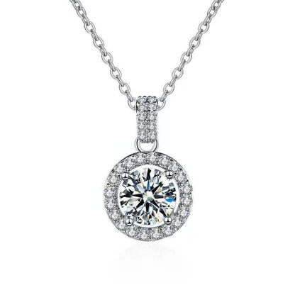 925 Sterling Silver Geometric Pendant Necklace with 1ct/2ct/5ct Moissanite Cross Chain Women's Minimalist Jewelry