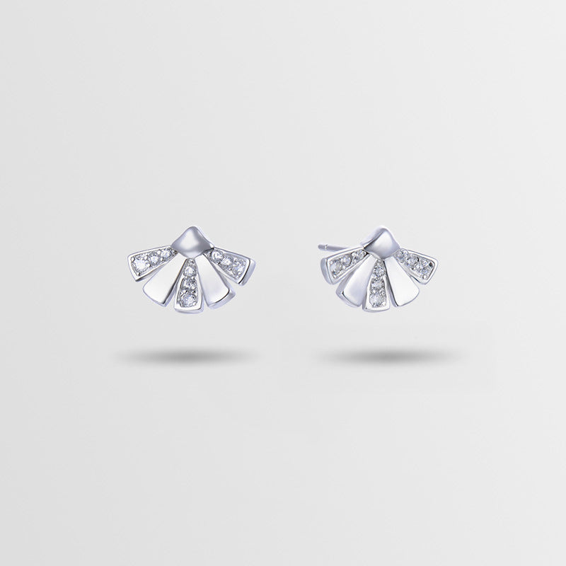 925 Sterling Silver Geometric Stud Earrings - Celebrity Street Style Fashion Earrings with Plastic Backs