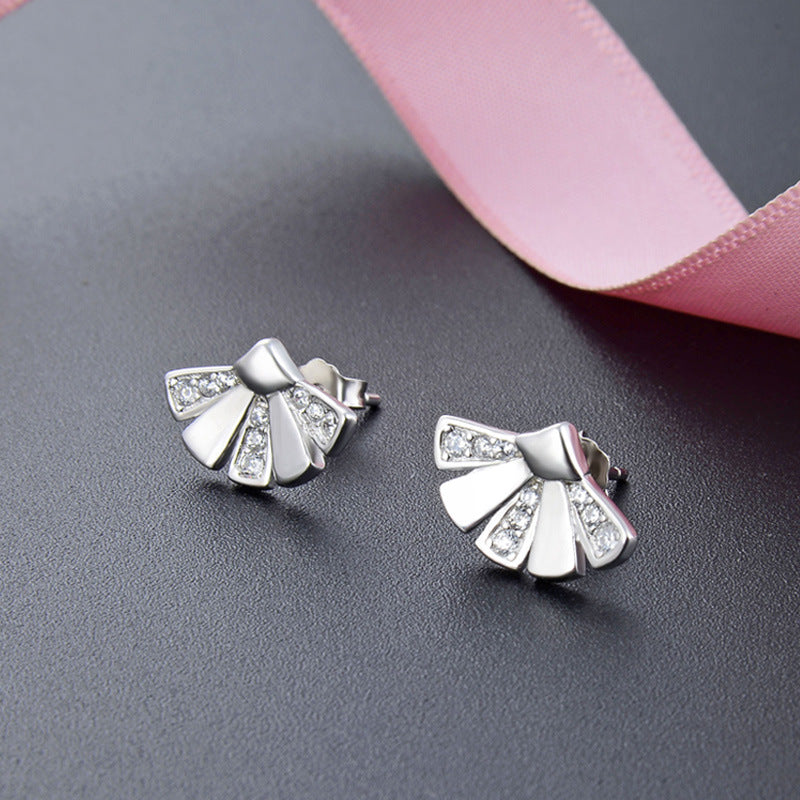 925 Sterling Silver Geometric Stud Earrings - Celebrity Street Style Fashion Earrings with Plastic Backs