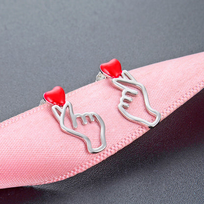 925 Sterling Silver Geometric Stud Earrings - Electroplated Korean Style Fashion Earrings with Plastic Backs