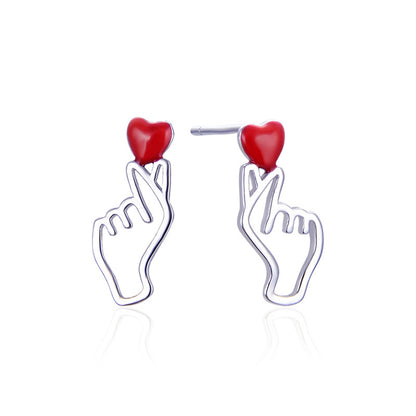 925 Sterling Silver Geometric Stud Earrings - Electroplated Korean Style Fashion Earrings with Plastic Backs