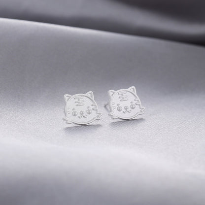 925 Sterling Silver Geometric Stud Earrings - Electroplated Korean Style Minimalist Earrings with Plastic Backs