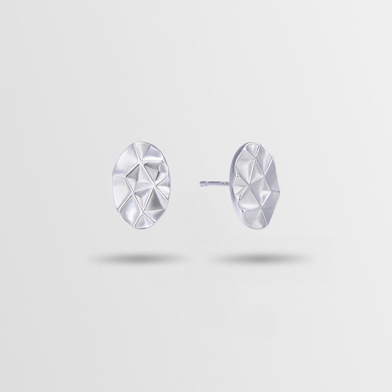 925 Sterling Silver Geometric Stud Earrings - Electroplated Korean Style Minimalist Earrings with Plastic Stoppers
